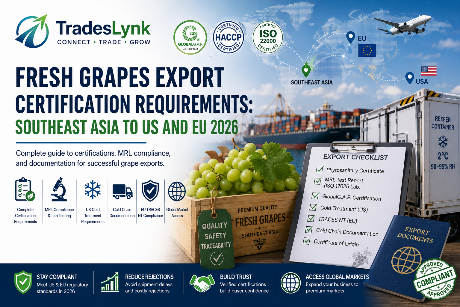 Fresh Grapes Export Certification Requirements: Southeast Asia to US and EU 2026